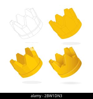Crown. Crown isometric vector illustration in different drawing styles and views. Part of set. Stock Vector