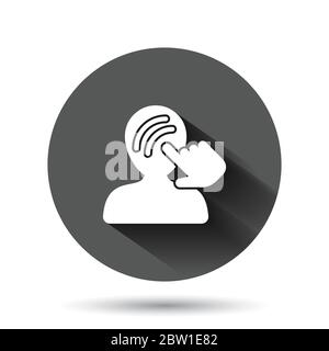 Mind awareness icon in flat style. Idea human vector illustration on black round background with long shadow effect. Customer brain circle button busi Stock Vector