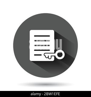 Password account icon in flat style. Keyword vector illustration on black round background with long shadow effect. Key combination circle button busi Stock Vector