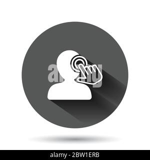 Mind awareness icon in flat style. Idea human vector illustration on black round background with long shadow effect. Customer brain circle button busi Stock Vector