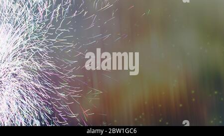 Abstract digital background graphic with simple random blurry small circles bokeh particular pattern design, beautiful neon flame light particulars gr Stock Photo