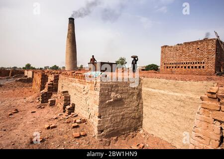 Brickyard, Brick factory, near Archaeological site of Harappa, Sahiwal District, Punjab Province, Pakistan, South Asia, Asia Stock Photo