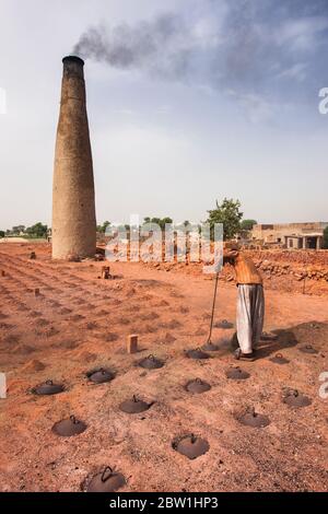 Brickyard, Brick factory, near Archaeological site of Harappa, Sahiwal District, Punjab Province, Pakistan, South Asia, Asia Stock Photo