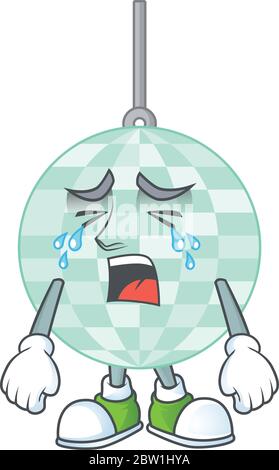 A crying disco ball cartoon character drawing concept Stock Vector
