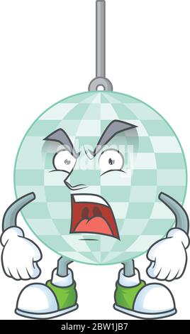 Disco ball cartoon drawing style with angry face Stock Vector