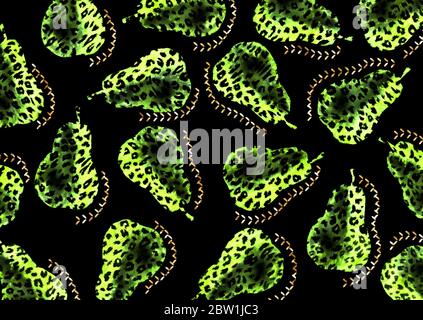 leopard skin print with tropical fruits Stock Photo