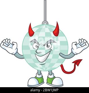 A cartoon image of disco ball as a devil character Stock Vector