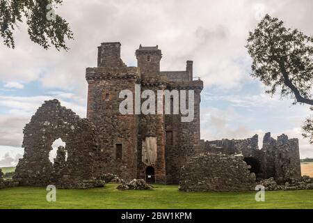 Balvaird Castle Ruin in Scotland on an Overcast Day Stock Photo