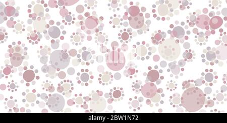 Small circles around large circles - cute doodle background. Uneven, crooked circles like a flowers or childish pattern.  Calm muted colors. Stock Vector