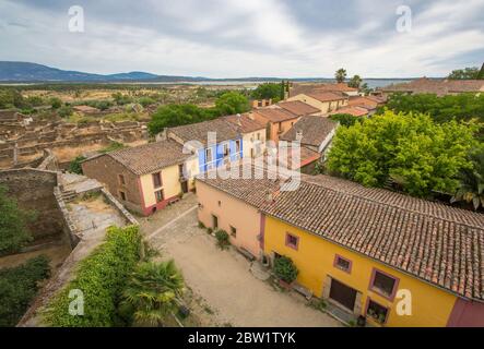 Granadilla, abandoned village reconstruction, next to the swamp of Gabriel y Galán in Caceres, Extremadura. Spain Stock Photo