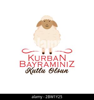 Kurban bayramınız kutlu olsun. Translation; Eid al-Adha mubarak. Holy days of muslim community. Vector design. Stock Vector