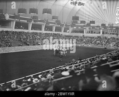 The 25th International horse show with 1800 entries, including many from foreign countries, has opened at Olympia, London. 17 June 1937 Stock Photo