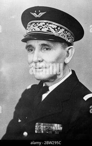 Air force general arrested in Paris as leader of the Cagoulards. Picture just received in London of General Duseigneur, retired French air force officer, who has been arrested by the Paris police as a leader of the Cagoylards (hooded men), the armed revolutionary organisation. General Duseignaur is stated by Surete officials to have confessed that he had been in close touch with M Deloncle, another alleged leader of the secret organisation. A number of incriminating documents are stated to have been found at the General's home. 26 November 1937 Stock Photo