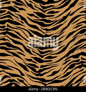 Realistic orange Safari pattern background, tiger animal skin print, vector seamless design. African safari leopard animal fur pattern with black spots background, black ink modern decoration Stock Vector