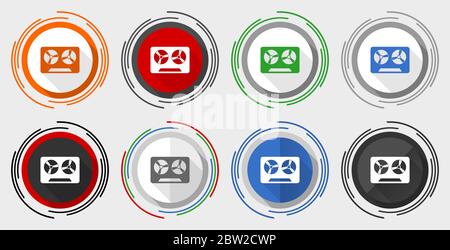 Music recorder, audio equipmen modern design flat graphic in 8 options for web design and mobile applications Stock Vector