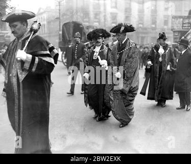 Trafalgar Day Service at St Martin's. The Lord Mayor and the Mayor of Westminster. 21st October 1916 Stock Photo