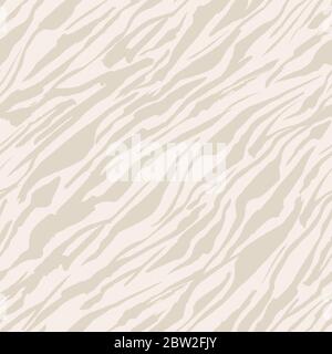 Abstract Safari pattern, white tiger or zebra seamless print, vector background. African safari wild animal fur skin pattern with beige stripes, simple flat modern decoration background Stock Vector