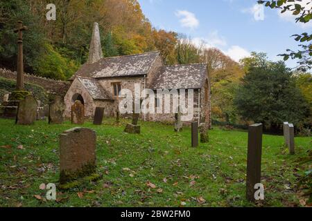 Culbone church in autumn in the Exmoor National Park near Porlock, Somerset, England. Stock Photo