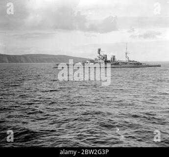 Atlantic Fleet Exercises in the Moray Firth. H.M.S. Repulse 10th October 1928 Stock Photo