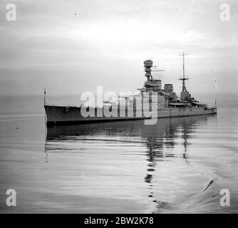 Atlantic Fleet Exercises in the Moray Firth. H.M.S. Repulse. 10th October 1928 Stock Photo