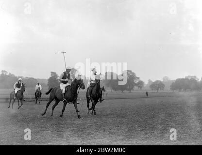 Polo at Roehampton .The Early Risers. Lord Londonderry and Winston Churchill.. Stock Photo