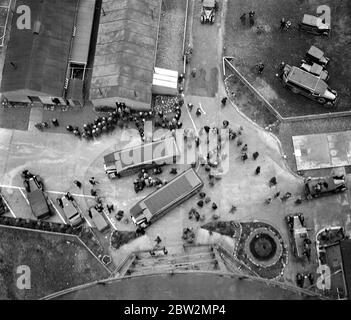 The R.101 at Cardington. The scene from the top of the 201ft high mooring mast. Stock Photo