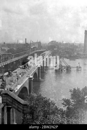Waterloo Bridge in process of Demolishion. 23 August 1934 Stock Photo