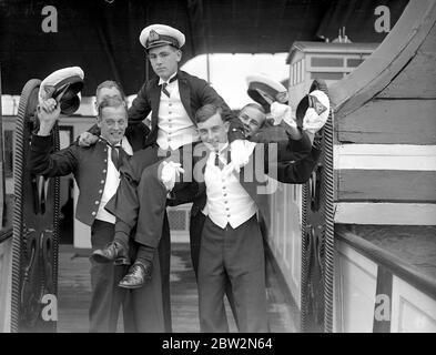 Prize Day on H.M.S. Worcester Thames Nautical Training College at Greenhithe, Kent. Cadet Kenneth Hodson, winner of the King's Gold Medal. 31 July 1936 Stock Photo