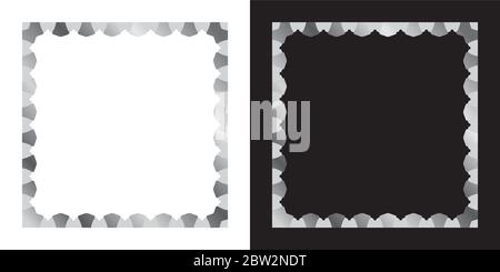 Silver color photo frame, blank background vector design with white and black backgrounds, used gradient. Stock Vector