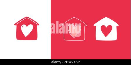 Home with heart logo. Business icon or symbol vector illustration Stock Vector