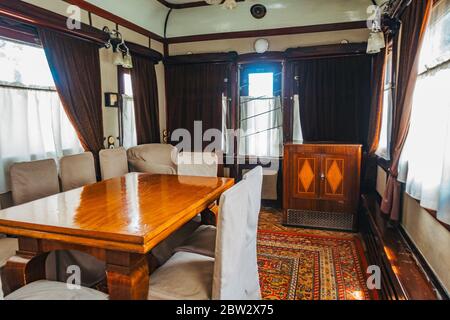 The plush interior of one of Stalin's train carriages, preserved at the Stalin Museum in his hometown of Gori, Georgia Stock Photo