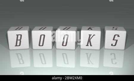 BOOKS built by dice letters and color crossing for the related meanings of the concept by 3D rendering Stock Photo