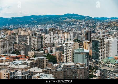 High rise apartment blocks in Tbilisi's inner suburbs Stock Photo