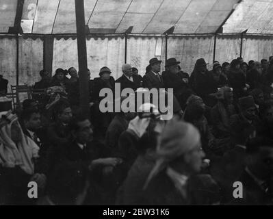 Mohammedans in England celebrate end of Ramadan Fast at Woking . The veteran Lord Headley , the most celebrated English convert to Islam and other Mohammedans in England celebrated the end of the month fasting for Ramadan with prayers and fraternal embraces of thanks giving at Woking Mosque , Surrey . Lord Headley and the Minister of the Hedjaz at the ceremony . 9 February 1932 The Shah Jahan Mosque was the first purpose built mosque in Europe outside of Muslim Spain Stock Photo