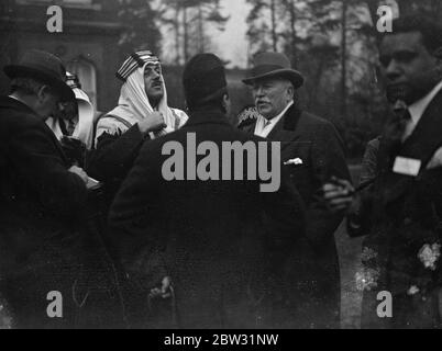 Mohammedans in England celebrate end of Ramadan Fast at Woking . The veteran Lord Headley , the most celebrated English convert to Islam and other Mohammedans in England celebrated the end of the month fasting for Ramadan with prayers and fraternal embraces of thanks giving at Woking Mosque , Surrey . Lord Headley and the Minister of the Hedjaz at the ceremony . 9 February 1932 The Shah Jahan Mosque was the first purpose built mosque in Europe outside of Muslim Spain Stock Photo