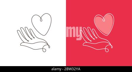 Heart and hand logo. Business icon or symbol vector illustration Stock Vector