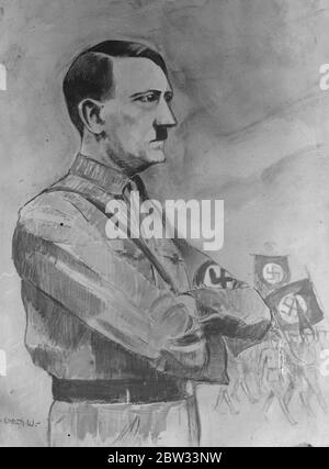 A sketch of Adolf Hitler in his Nazi uniform . Stock Photo