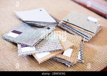 Assortment of color straw samples selling in the store home goods Stock ...