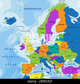 Europe On World Political Map Colorful Europe Political Map With Clearly Labeled, Separated Layers.  Vector Illustration Stock Vector Image & Art - Alamy