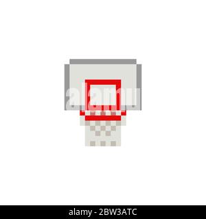Pixel art 8-bit basketball ring on white background - isolated vector illustration Stock Vector