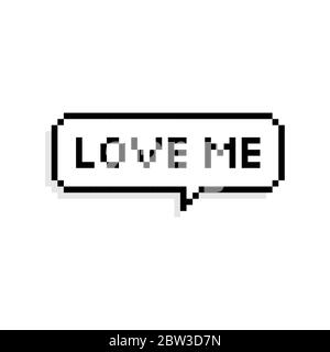 Pixel art speech bubble i love gaming sign - isolated vector ...