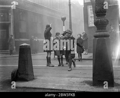 Boy traffic police appointed by North London school . 29 January 1935 Stock Photo
