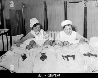 Leap year babies born in London . One birthday in four years . Five leap year babies , three boys and two girls have been born at the City of London Maternity Hospital . So far , the new arrivals are unworried by the prospect of having one birthday in four years ! . Photo shows , the Leap Year babies at the City of London Maternity Hospital . 29 February 1936 Stock Photo