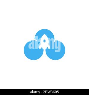 Cloud Rocket Symbol. Web Icon Logo Template Design Element. Stock Vector