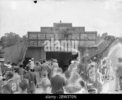 Wimbledon Tennis Championship Open . Photo Shows : Score Board . 22 Jun 1936 Stock Photo