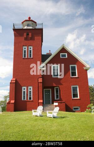 Two Harbors Lighthouse Along Lake Superior Stock Photo