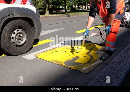 création of cycle path Stock Photo