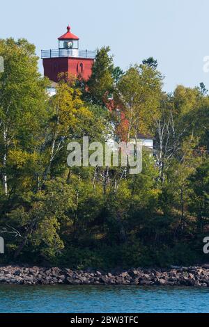 Two Harbors Lighthouse Along Lake Superior Stock Photo