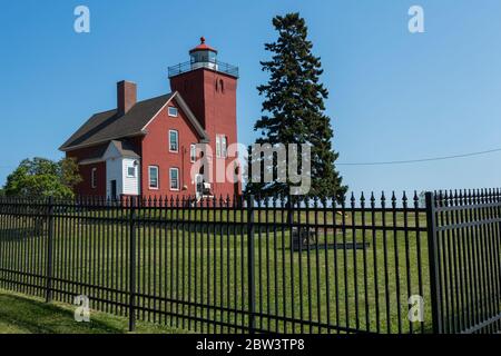 Two Harbors Lighthouse Along Lake Superior Stock Photo