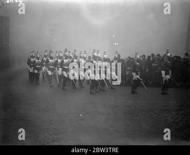 Funeral of Princess Victoria at Windsor . Life Guards entering Windsor Castle for the funeral . 7 December 1935 Stock Photo